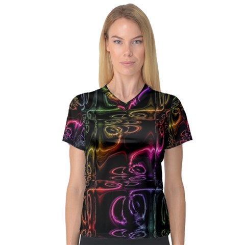 Patina Swirl V-neck Sport Mesh Tee by MRNStudios