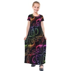 Patina Swirl Kids  Short Sleeve Maxi Dress by MRNStudios