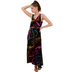 Patina Swirl V-neck Chiffon Maxi Dress by MRNStudios