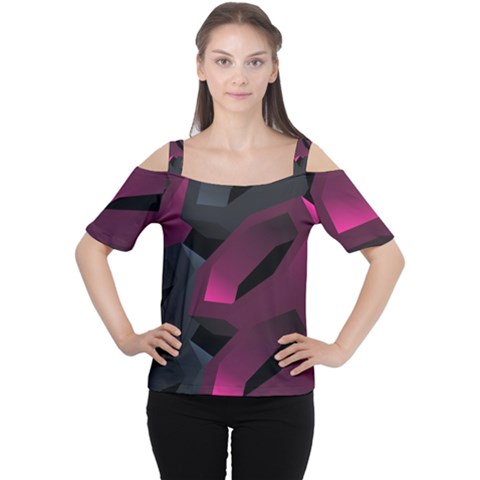 Hexagon Geometric Art Design Cutout Shoulder Tee by danenraven