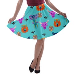 Illustration Design Gardening Texture A-line Skater Skirt