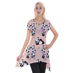 Pattern Panda Bear Short Sleeve Side Drop Tunic by danenraven