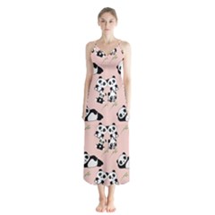 Pattern Panda Bear Button Up Chiffon Maxi Dress by danenraven