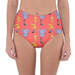 Illustration Elephant Cartoon Animal Monkey Reversible High-waist Bikini Bottoms by danenraven