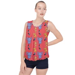 Illustration Elephant Cartoon Animal Monkey Bubble Hem Chiffon Tank Top by danenraven