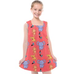 Illustration Elephant Cartoon Animal Monkey Kids  Cross Back Dress by danenraven