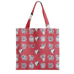 Stickers Hobbies Hearts Reading Zipper Grocery Tote Bag by danenraven