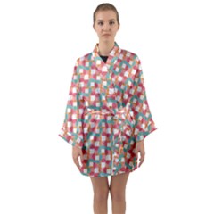 Patchwork Pastel Pattern Art Long Sleeve Satin Kimono by danenraven