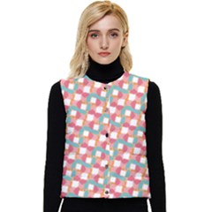 Patchwork Pastel Pattern Art Women s Short Button Up Puffer Vest by danenraven