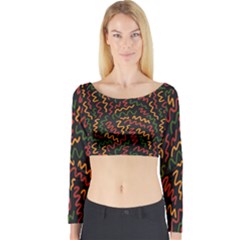 African Abstract  Long Sleeve Crop Top by ConteMonfrey