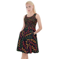 African Abstract  Knee Length Skater Dress With Pockets by ConteMonfrey