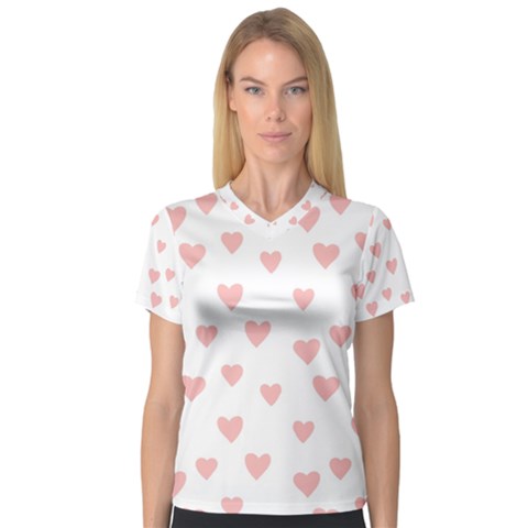 Small Cute Hearts V-neck Sport Mesh Tee by ConteMonfrey