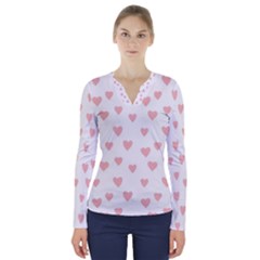 Small Cute Hearts V-neck Long Sleeve Top by ConteMonfrey