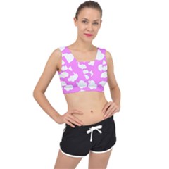 Purple Clouds  V-back Sports Bra by ConteMonfrey