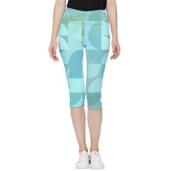 Geometric Ocean  Inside Out Lightweight Velour Capri Leggings  by ConteMonfrey