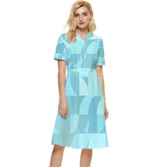 Geometric Ocean  Button Top Knee Length Dress by ConteMonfrey