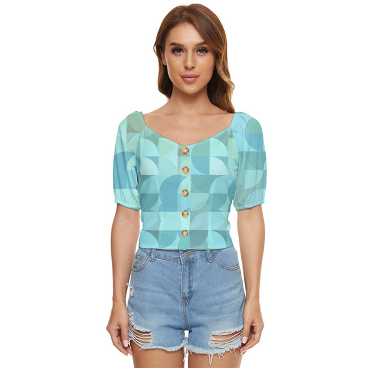 Geometric Ocean  Button up blouse