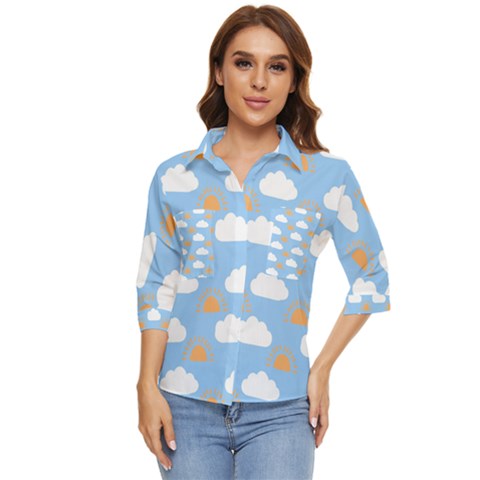 Sun And Clouds   Women s Quarter Sleeve Pocket Shirt by ConteMonfrey