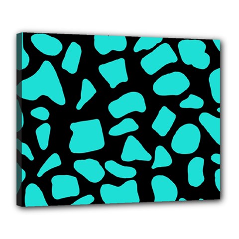 Neon Cow Dots Blue Turquoise And Black Canvas 20  X 16  (stretched) by ConteMonfrey