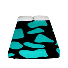 Neon Cow Dots Blue Turquoise And Black Fitted Sheet (full/ Double Size) by ConteMonfrey