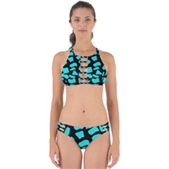 Neon Cow Dots Blue Turquoise And Black Perfectly Cut Out Bikini Set by ConteMonfrey