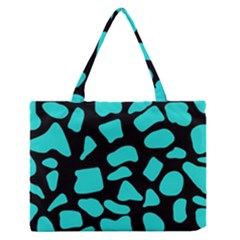 Neon Cow Dots Blue Turquoise And Black Zipper Medium Tote Bag by ConteMonfrey