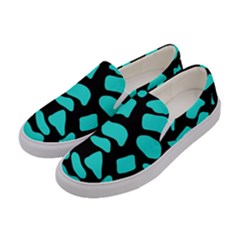 Neon Cow Dots Blue Turquoise And Black Women s Canvas Slip Ons by ConteMonfrey