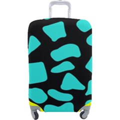 Neon Cow Dots Blue Turquoise And Black Luggage Cover (large) by ConteMonfrey