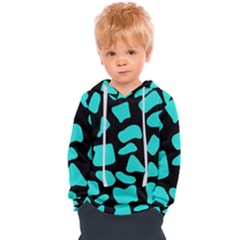 Neon Cow Dots Blue Turquoise And Black Kids  Overhead Hoodie by ConteMonfrey