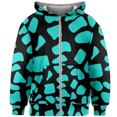 Neon Cow Dots Blue Turquoise And Black Kids  Zipper Hoodie Without Drawstring by ConteMonfrey