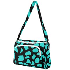 Neon Cow Dots Blue Turquoise And Black Front Pocket Crossbody Bag by ConteMonfrey
