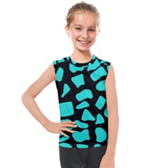 Neon Cow Dots Blue Turquoise And Black Kids  Mesh Tank Top by ConteMonfrey