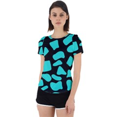 Neon Cow Dots Blue Turquoise And Black Back Cut Out Sport Tee by ConteMonfrey