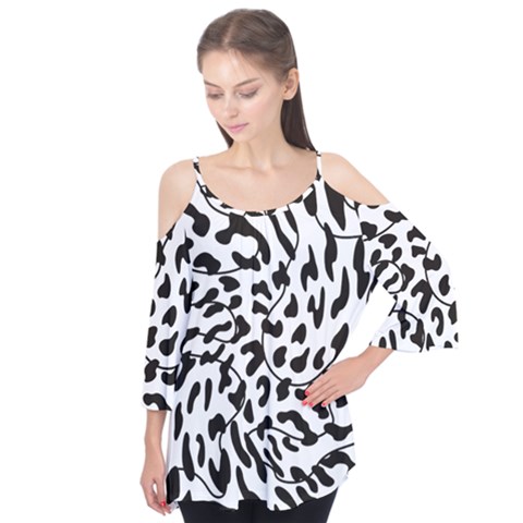 Leopard Print Black And White Flutter Tees by ConteMonfrey