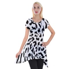 Leopard Print Black And White Short Sleeve Side Drop Tunic by ConteMonfrey