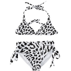 Leopard Print Black And White Kids  Classic Bikini Set by ConteMonfrey