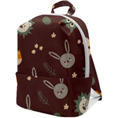 Rabbits, Owls And Cute Little Porcupines  Zip Up Backpack by ConteMonfrey