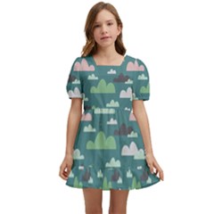 Llama Clouds  Kids  Short Sleeve Dolly Dress by ConteMonfrey