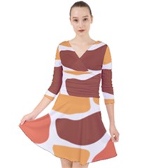 Geometric Pastel Bricks Quarter Sleeve Front Wrap Dress by ConteMonfrey