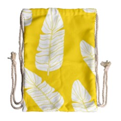 Yellow Banana Leaves Drawstring Bag (large) by ConteMonfrey