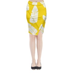 Yellow Banana Leaves Midi Wrap Pencil Skirt by ConteMonfrey