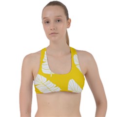 Yellow Banana Leaves Criss Cross Racerback Sports Bra by ConteMonfrey