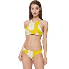 Yellow Banana Leaves Banded Triangle Bikini Set by ConteMonfrey