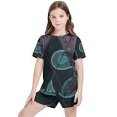 Background Pattern Texture Design Kids  Tee And Sports Shorts Set by danenraven