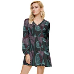 Background Pattern Texture Design Tiered Long Sleeve Mini Dress by danenraven