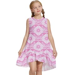 Illustration Background Pink Flower Abstract Pattern Kids  Frill Swing Dress