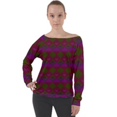 Illustration Argyle Pattern Argyle Background Off Shoulder Long Sleeve Velour Top