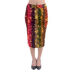 Illustration Background Christma Xmas Star Stars Pattern Wallpaper Midi Pencil Skirt