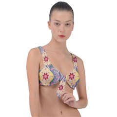 Background Flower Abstract Pattern Front Tie Bikini Top by danenraven