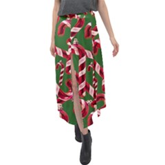 Christmas Wrapping Paper Abstract Velour Split Maxi Skirt